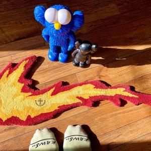 FIRE SWOOSH RUG / Small coffee table Rug / Gift for him / Christmas Day Gift/ wall hanging Swoosh / Hypebeast Rug / 2 ft