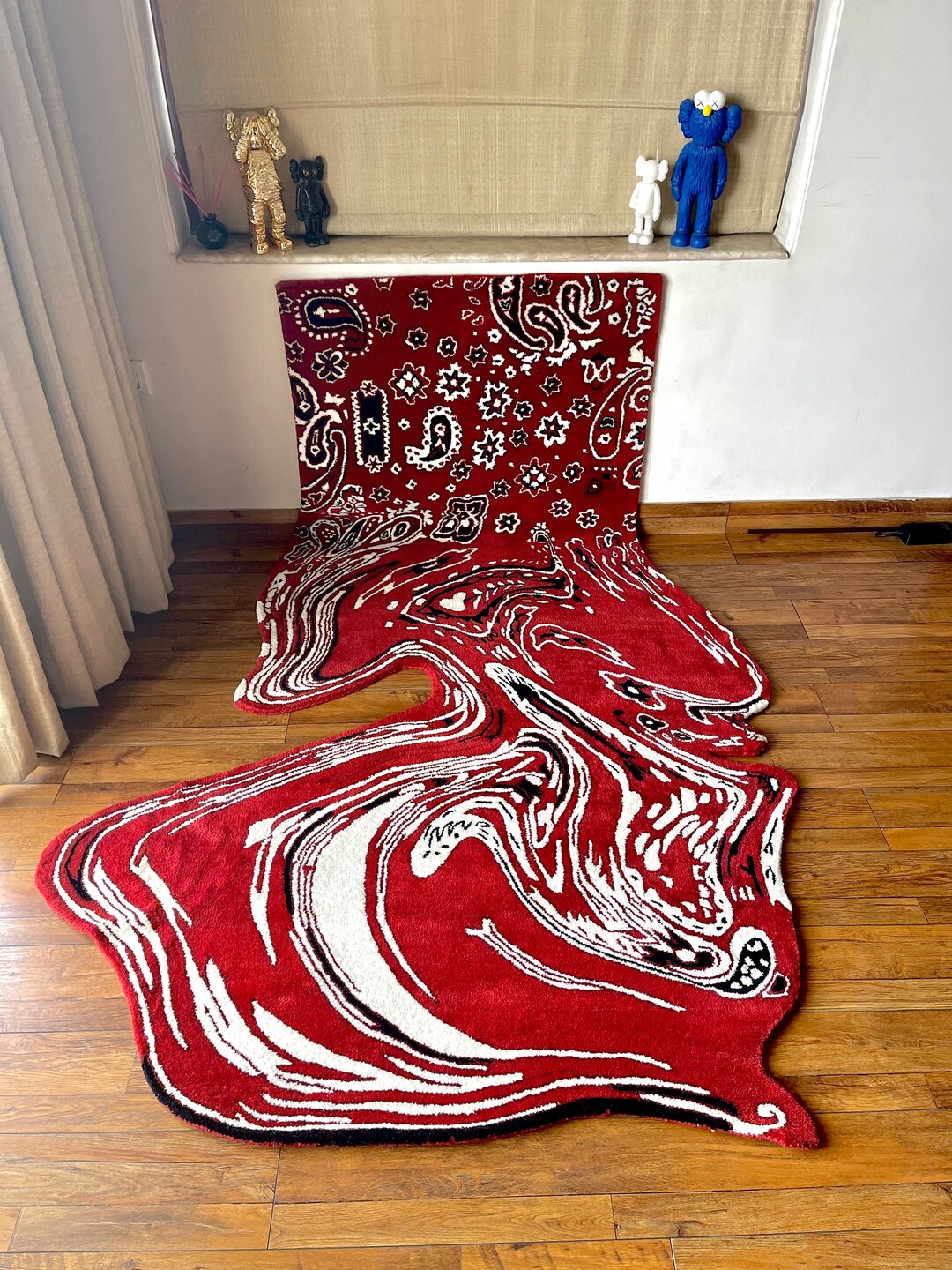RED PERSIAN MELTING Rug / Wall Hanging / Home Decor / Hand Tufted
