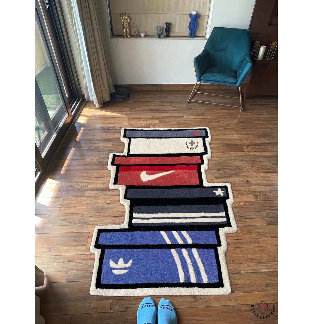 SHOE BOX RUG / Hypebeast Rug / Handmade Handtufted / Sneakerhead Rug ...
