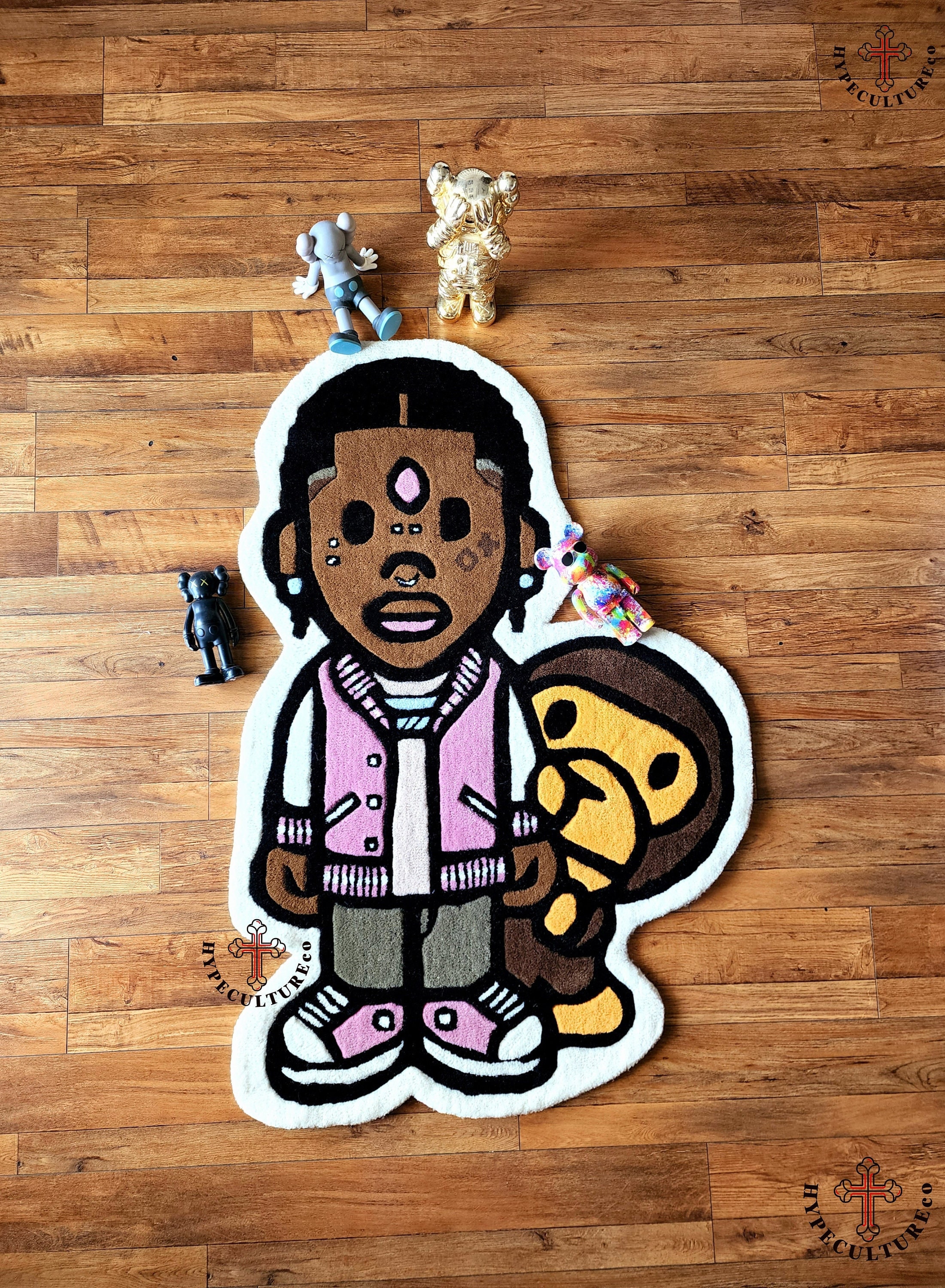 Pink Rapper Rug, Hand-tufted Wool Hypebeast Decor (48 Inch) - Etsy