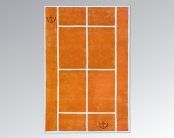 Orange Basketball Court Rug, Vegan Kids Room Decor