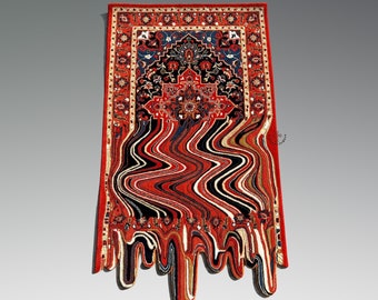 XXL Red Melting Persian Rug, 100% New Zealand Wool (108x60 Inch