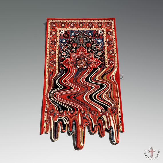 XXL RED PERSIAN Melting Rug / Persian Rug / Melting Design