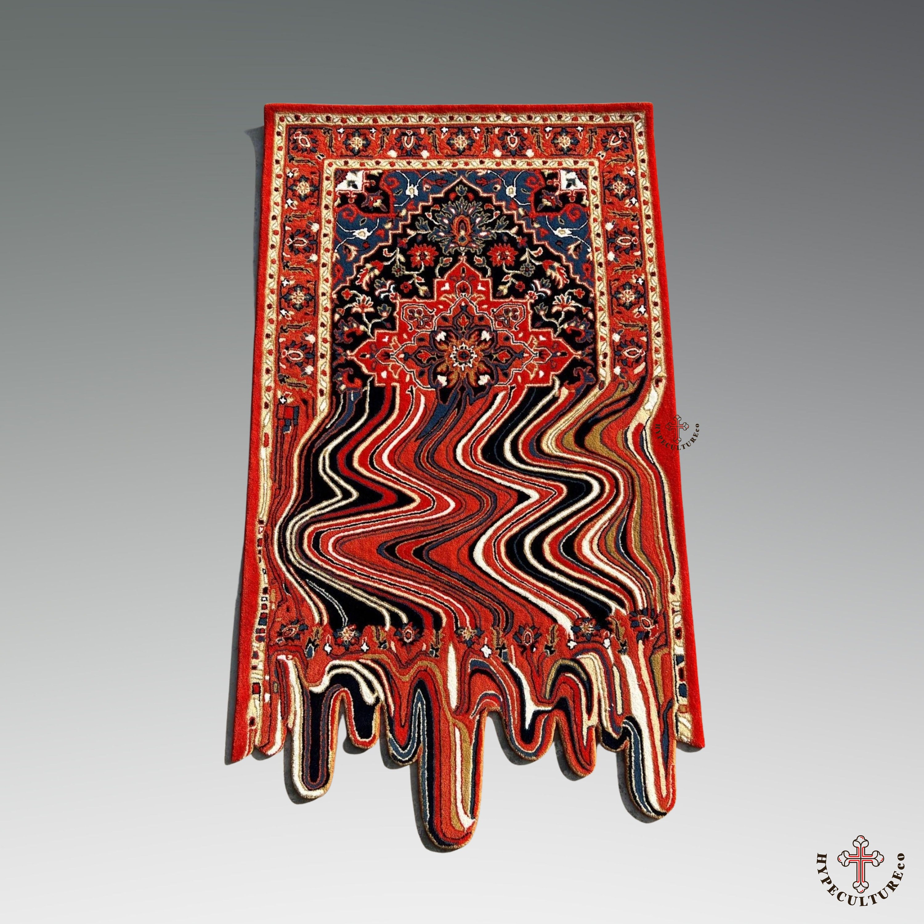 XXL Red Melting Persian Rug, 100% New Zealand Wool (108x60 Inch