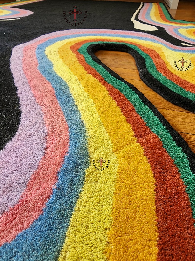 JUMBO RAINBOW RUG / Handtufted Handmade Rug/multicolour/newzealand Wool ...