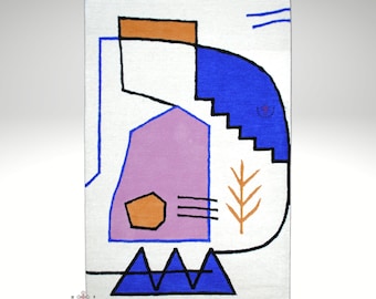 Hand-Tufted Wool Rug, Classic Art Design (6x4 Ft)