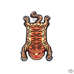 NEW ORANGE TIGER Rug / Handtufted Rug / Tibetan Tiger / Pure Wool / Animal Carpet/Handmade item/ House Warming Gift / 2023 Rugs / 48 inches