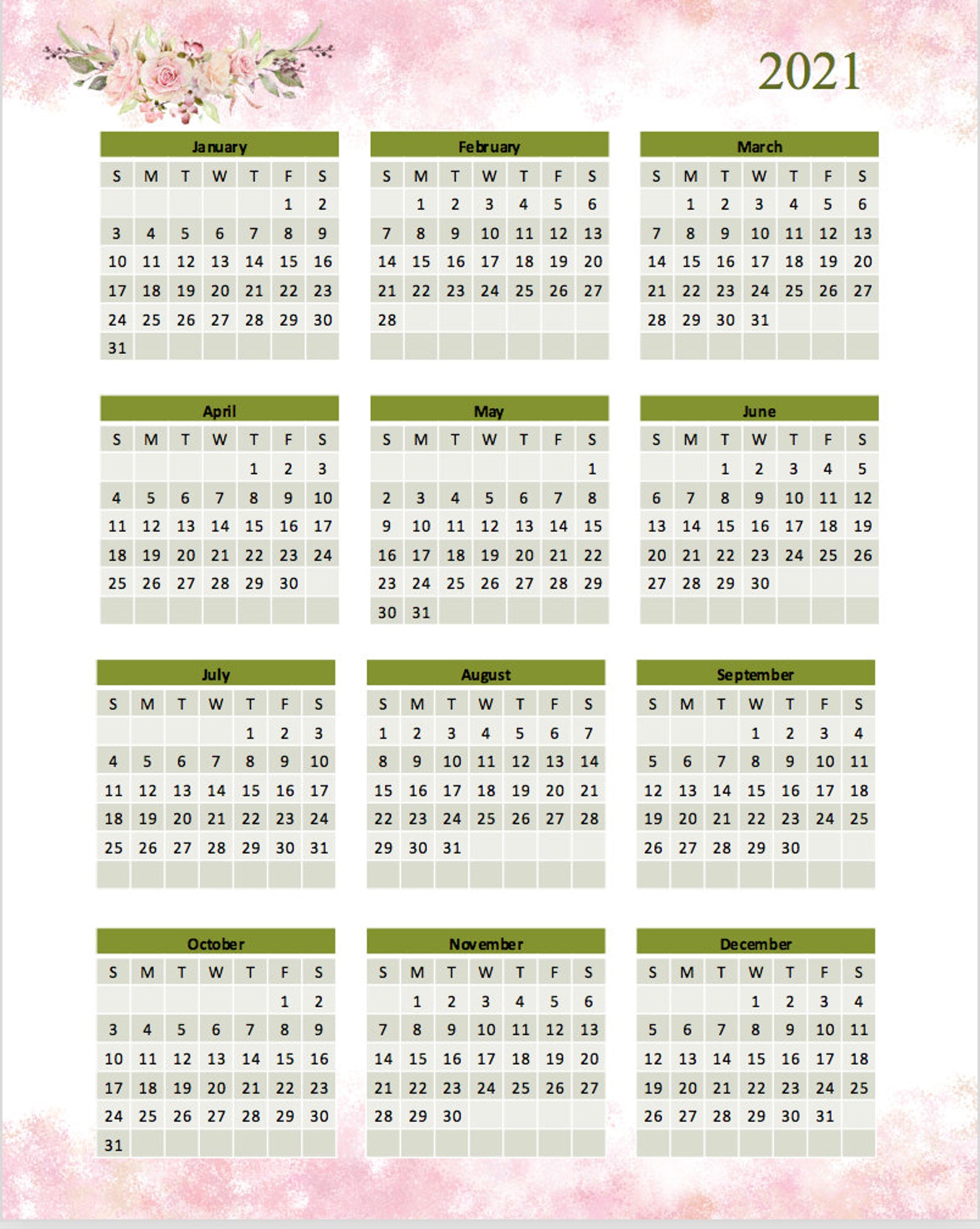 Spanish Calendar 2023 20212023 Downloadable Yearly Calendar Etsy