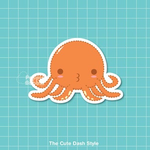 Pegatina troquelada de pulpo adorable para diarios y portátiles Bujo
