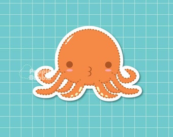 Poppin Cute Octopus Die Cut Sticker for Bujo journals, laptops