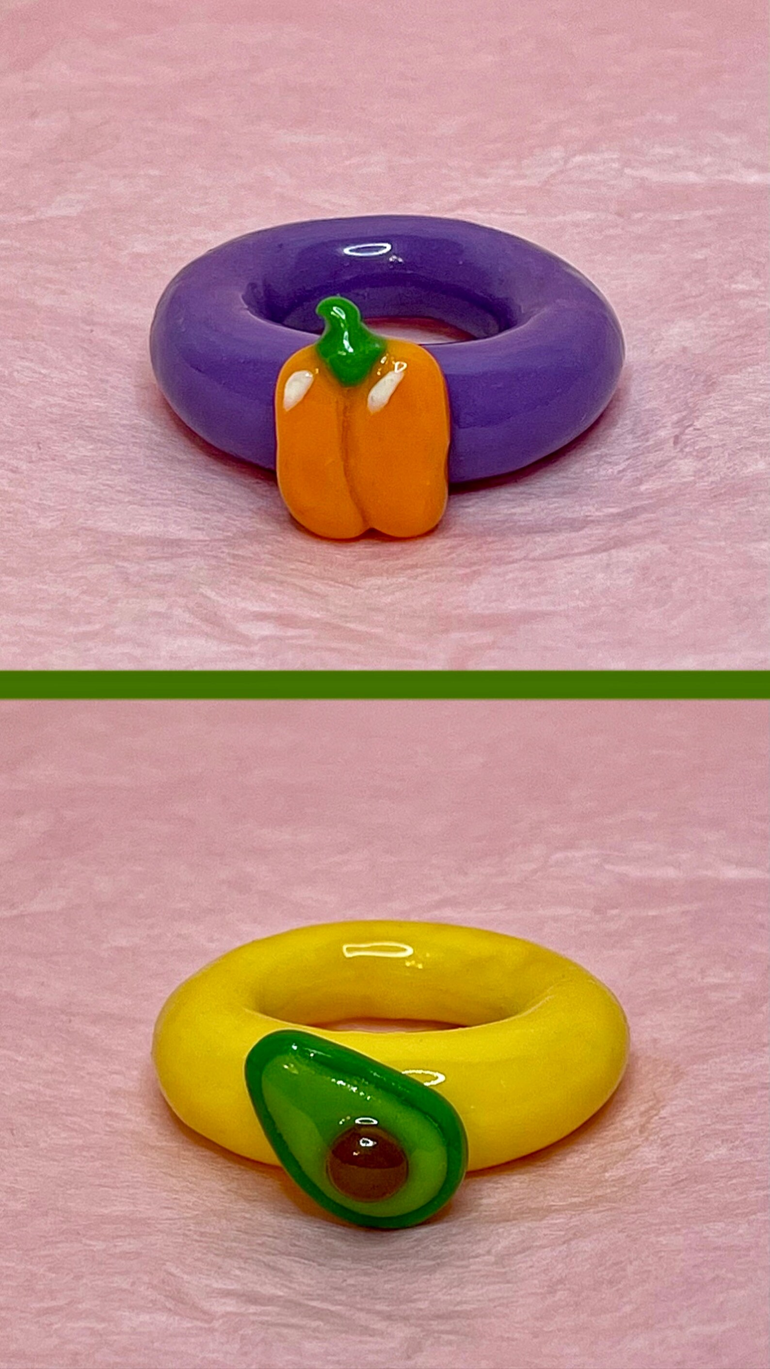 Handmade Chunky Colourful Rings Fruit Collection Etsy