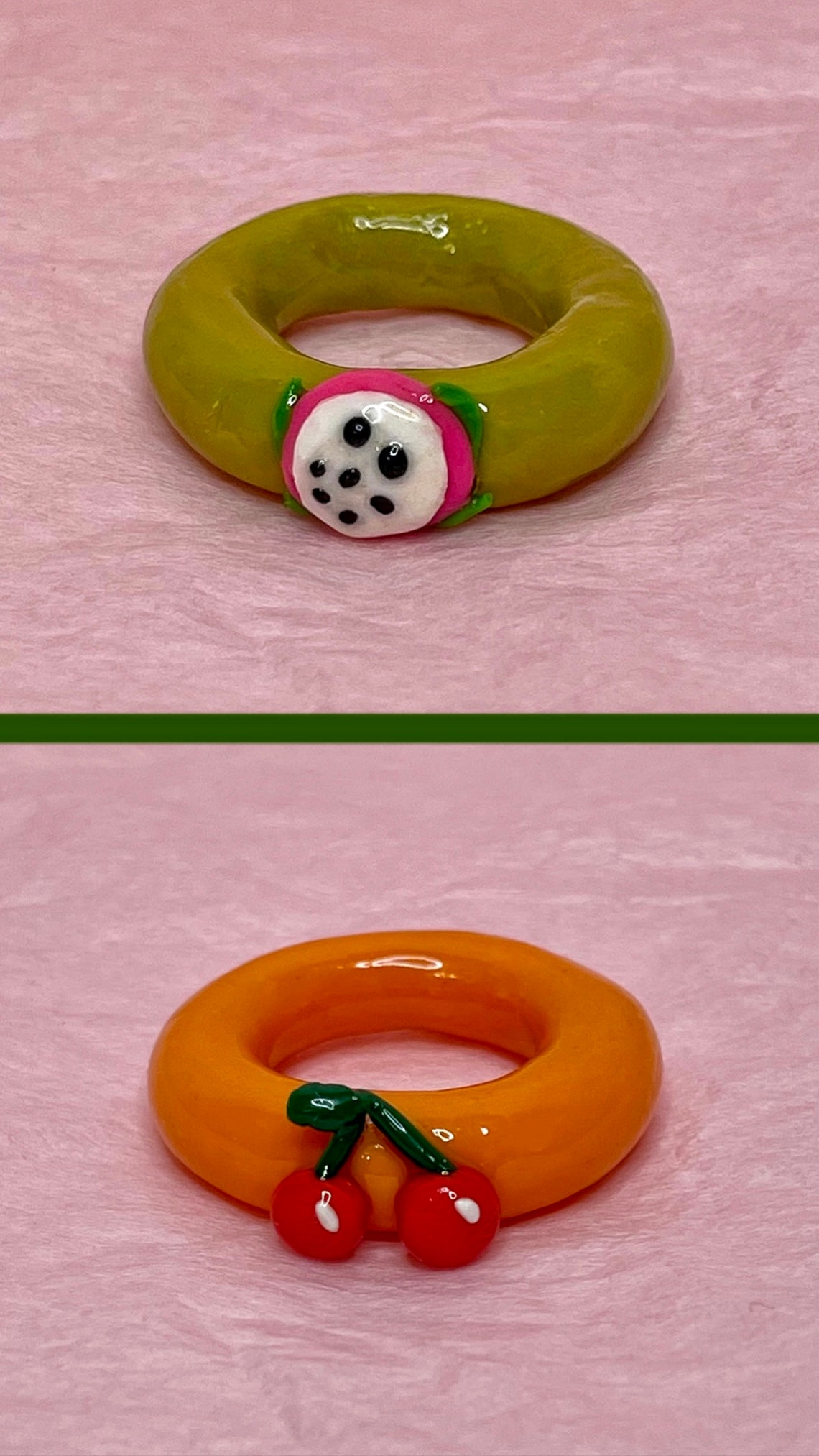 Handmade Chunky Colourful Rings Fruit Collection Etsy