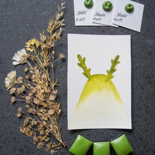 Handmade Watercolour in Bright Green - #119