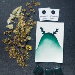 Handmade Watercolour in Dark Green - #41 Quiescence