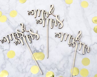 Cake-Topper / Kuchenpiekser für die Hochzeit / Hochzeitstorte – Schriftzug "Mr + Mrs", "Mrs + Mrs", "Mr + Mr"