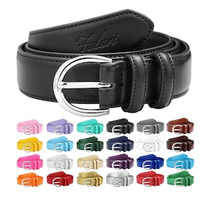 Falari Women Genuine Leather Belt Fashion Dress Belt With Single Prong Buckle Variety Colors