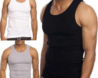 3-Pack Men's A-Shirt Tank Top Gym Workout Undershirt (Slim & Muscle Fit ONLY)