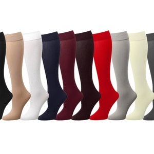 Falari 6 Pairs Women Trouser Socks with Comfort Band Stretchy Spandex Opaque Knee High