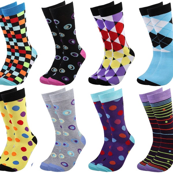 Falari 8-Pack Men Colorful Novelty Casual Dress Socks