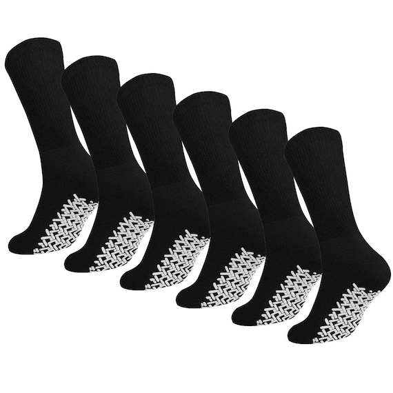 Men Women Anti Slip Grip Non Skid Crew Cotton Diabetic Socks for