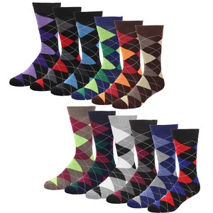 Falari 12-Pack Men Colorful Funny Novelty Crazy Combed Casual Dress Socks & Argyle Socks