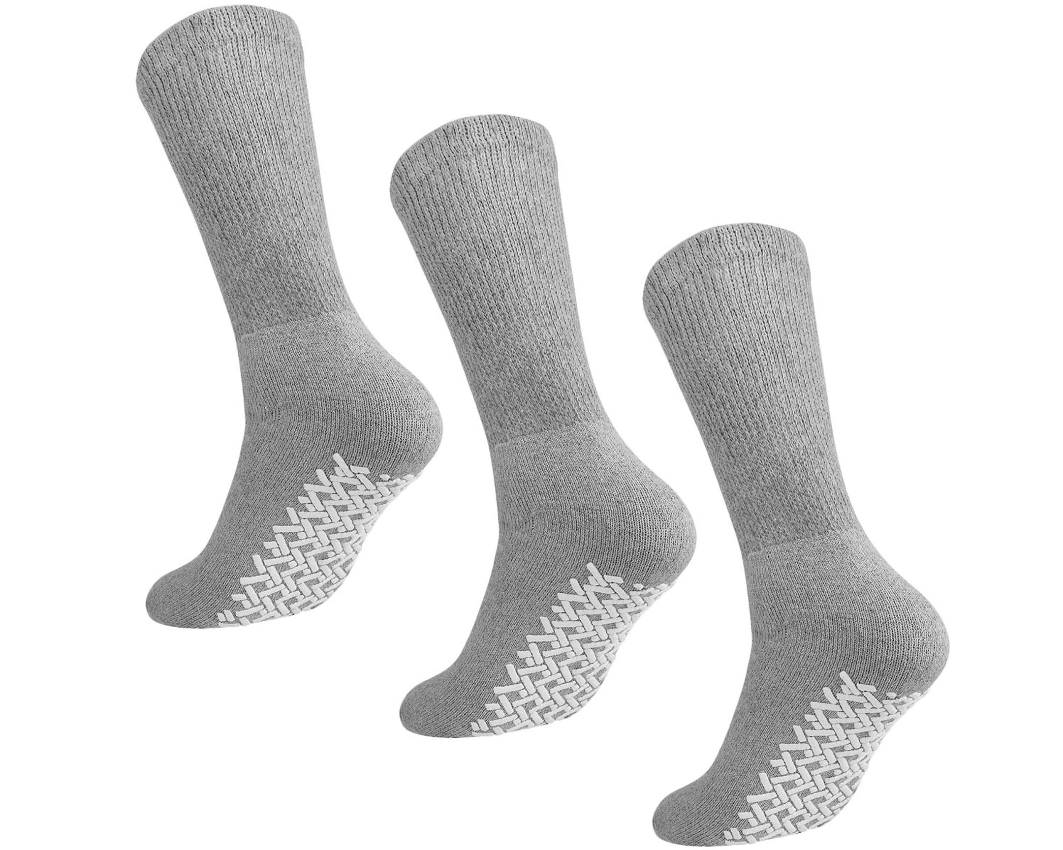 3Pairs Anti Slip Non Skid Slipper Hospital Socks with grips for Adults Men  Women