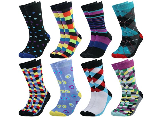 Falari 8-pack Men Colorful Novelty Casual Dress Socks - Etsy