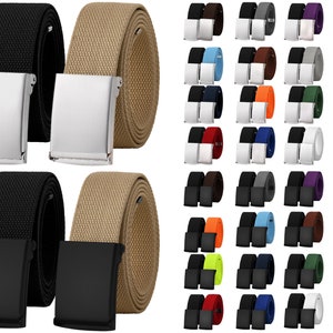 2-Pack Canvas Web Belt Fully Adjustable Cut to Fit Golf Belt Flip Top Buckle