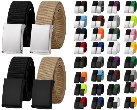 2-pack Canvas Web Belt Fully Adjustable Cut to Fit Golf Belt Flip Top  Buckle 