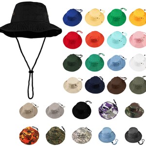 Wide Brim Hiking Fishing Safari Boonie Bucket Hats 100% Cotton UV Sun Protection For Men Women Outdoor Activities