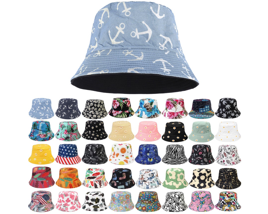 Reversible Bucket Hat for Men Women Summer Travel Beach Outdoor Fishing ...