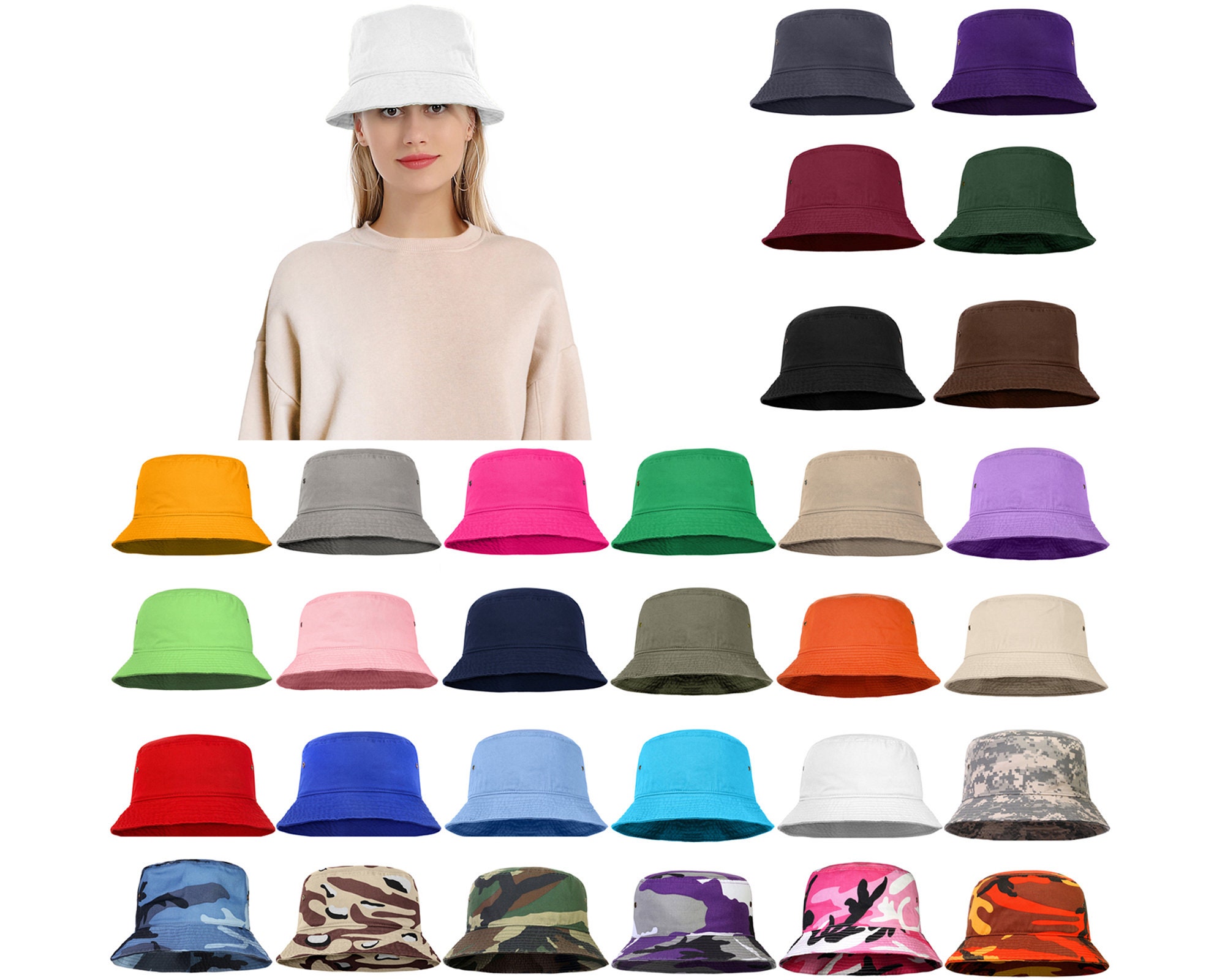 Bucket Hat for Men Women Unisex 100% Cotton Packable Foldable Summer Travel  Beach Outdoor Fishing Hat - LXL Dark Green