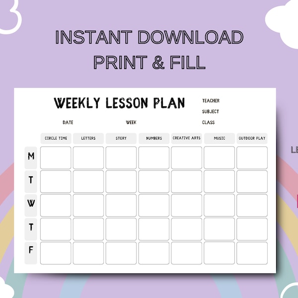 Daycare Teacher Plan Etsy