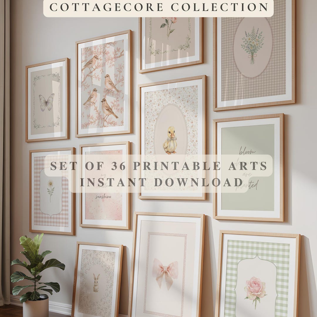 Cottagecore Nursery Gallery Wall Art Set, Vintage Floral Prints ...