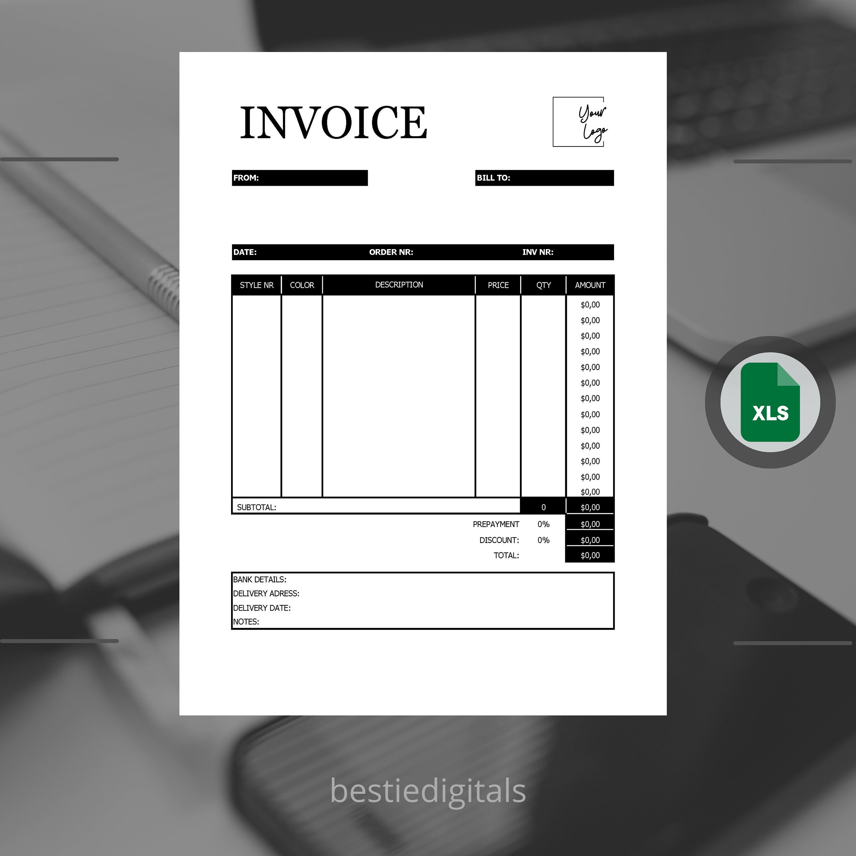Invoice Template PDF Business Invoice, Editable Invoice, Custom Invoice
