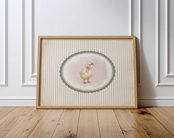 Vintage Duckling Nursery Art, Cottagecore Baby Animal Print (Digital Download)