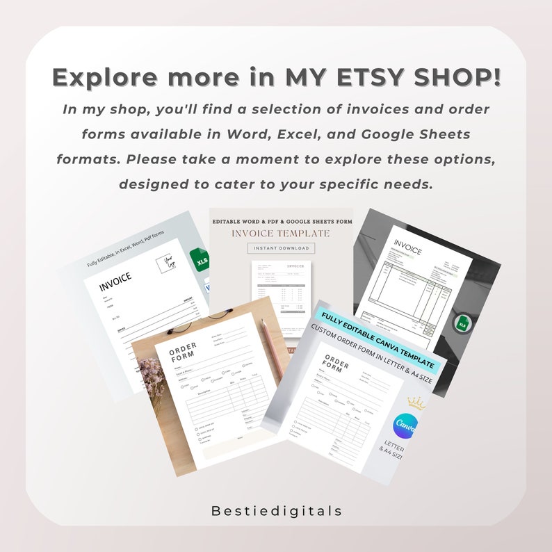 Customizable canva order form template for small businesses and