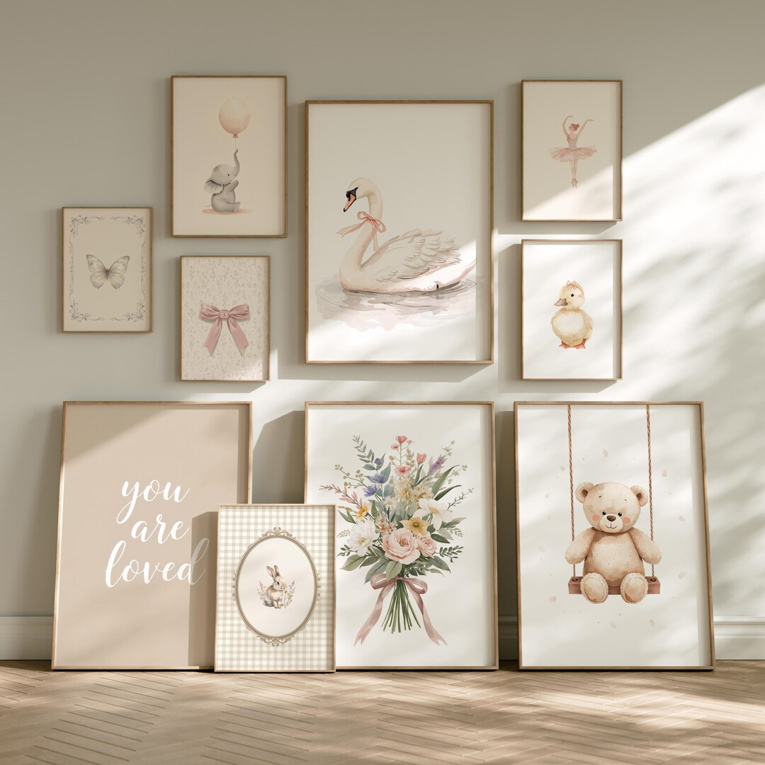 Vintage Nursery Wall Art Prints, Retro Baby Room Decor, Kids Playroom ...