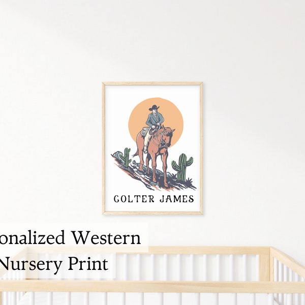 Western Baby Nursery, Personalized Nursery Prints, Country Baby Wall Decor, Horse Baby Boy Nursery, Western Baby Wall Art, Wild West