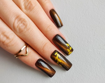 Golden Fall press-on nails