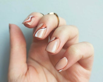 Coffee Time press-on nails