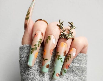 Autumn garden press-on nails