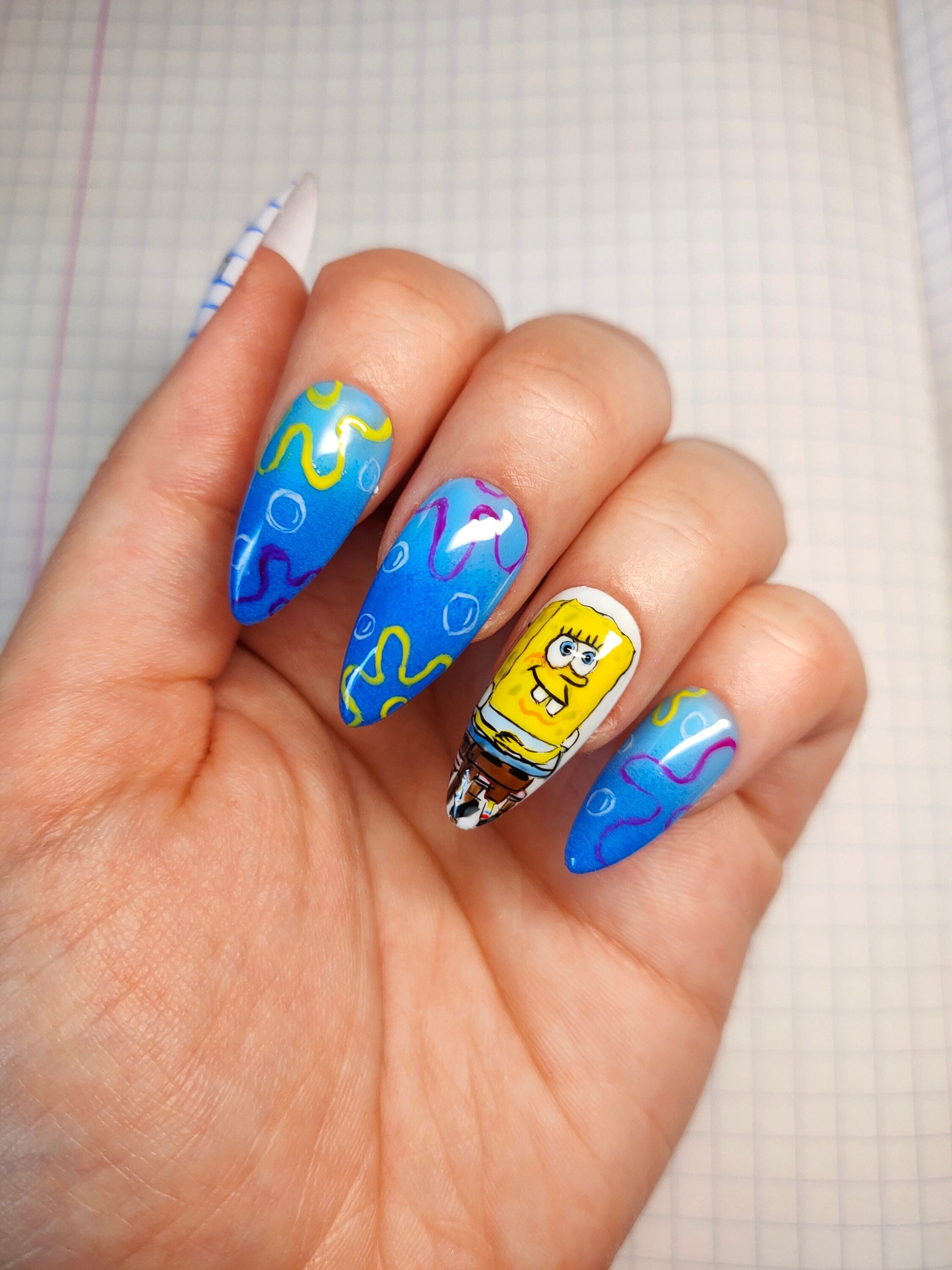 Spongebob Fake Nails - Etsy