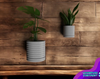Floating Wall Planter with Drip Tray - Wave Painted Plates Texture Design