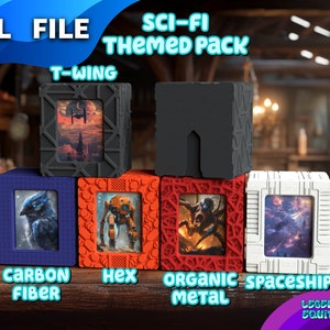 Arquivos STL - DeckBox - Pacote temático estilo ficção científica - Star Wars Unlimited - Exibição de cartão tamanho 100+ - Montável em parede flutuante - Montagem DeckCore