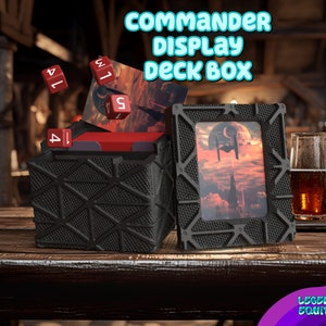 DeckBox -Display Commander/Exibição de cartão tamanho 100+ -Montável em parede flutuante -Magic the Gathering -Star Wars Unlimited -Sistema de montagem DeckCore