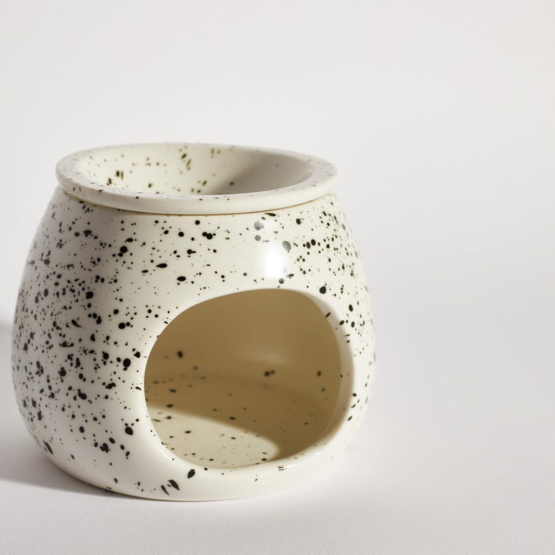 Speckled Ceramic Wax Melt Burner – Modern Wax Warmer, Neutral Home Fragrance Decor, Minimalist Wax Burner, Boujie Ceramic Burner image 1