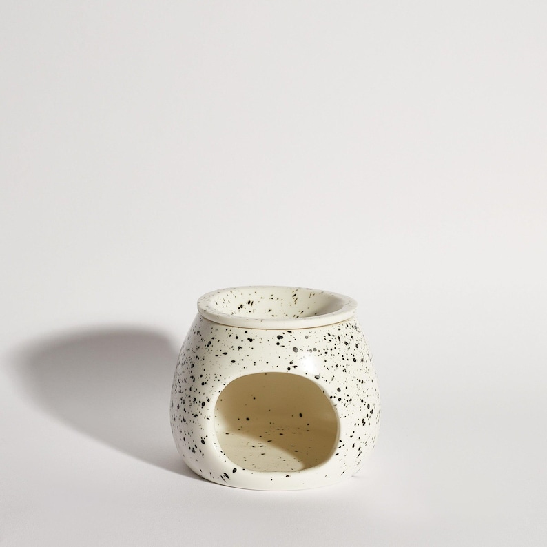 Speckled Ceramic Wax Melt Burner – Modern Wax Warmer, Neutral Home Fragrance Decor, Minimalist Wax Burner, Boujie Ceramic Burner image 2