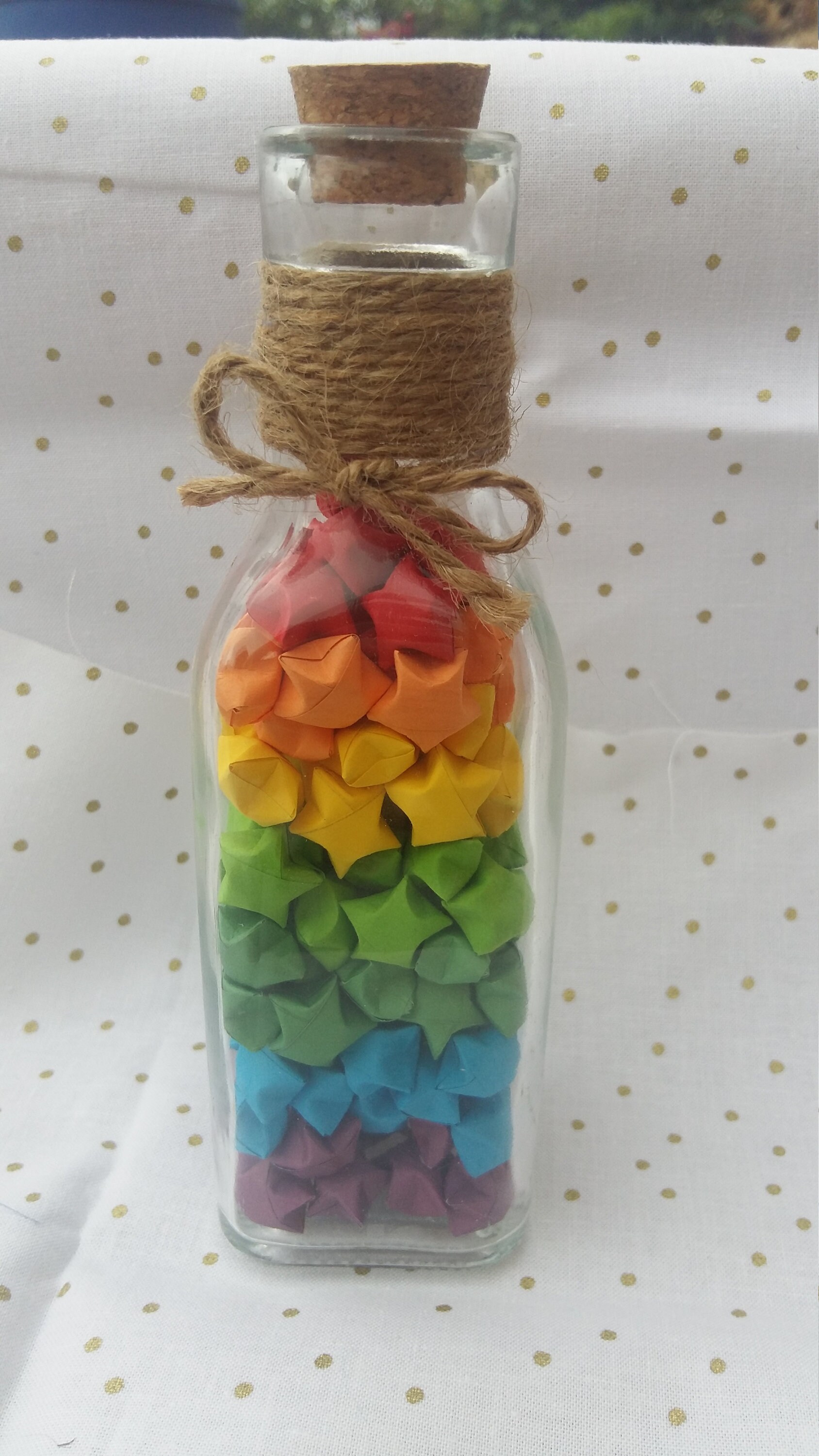 Bouteille Étoiles Porte-Bonheur Origami Arc-En-Ciel