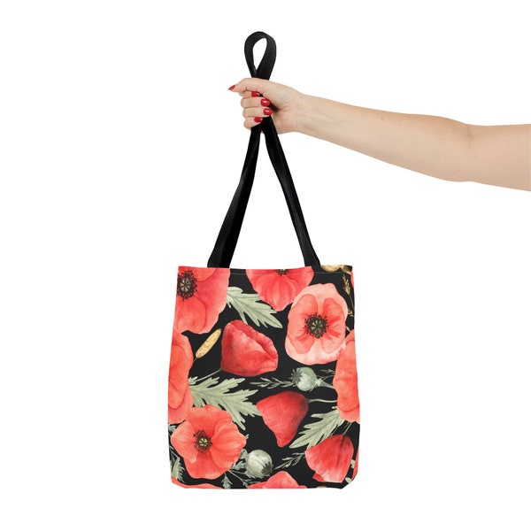 Poppy Tote, Shopping Tote, Market Bag, Fashion Bag, Over the Shoulder, Handbag, Gift for Her, Gift for Mom, Tote Bag AOP